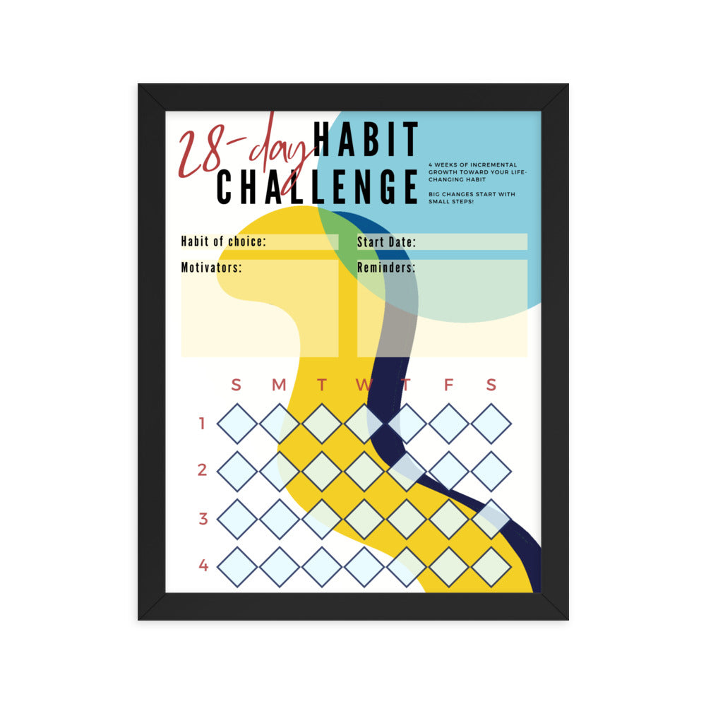 28-Day Interactive Habit Tracker Framed Poster - Design #1