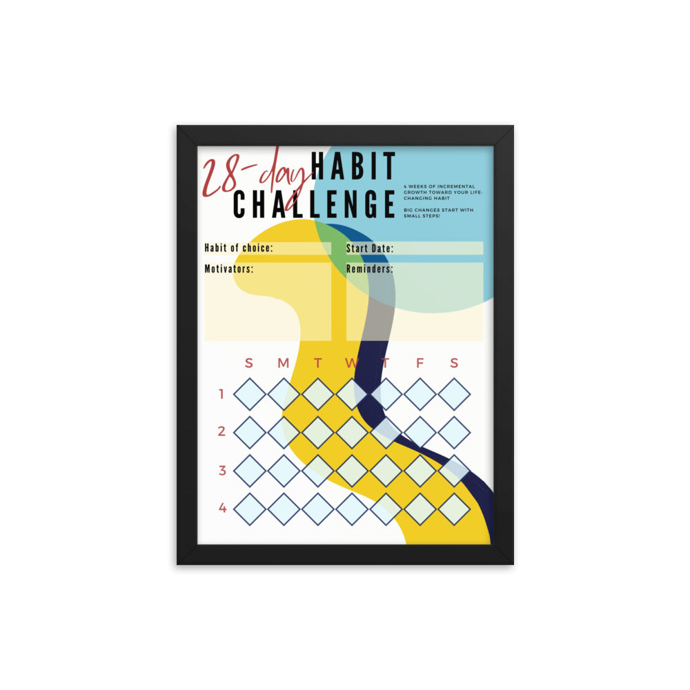 28-Day Interactive Habit Tracker Framed Poster - Design #1