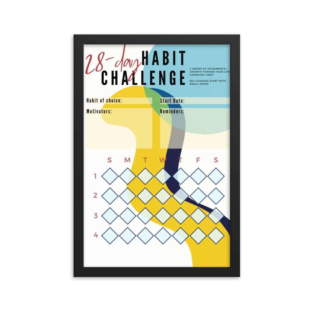 28-Day Interactive Habit Tracker Framed Poster - Design #1