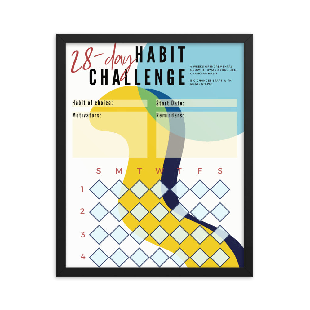 28-Day Interactive Habit Tracker Framed Poster - Design #1