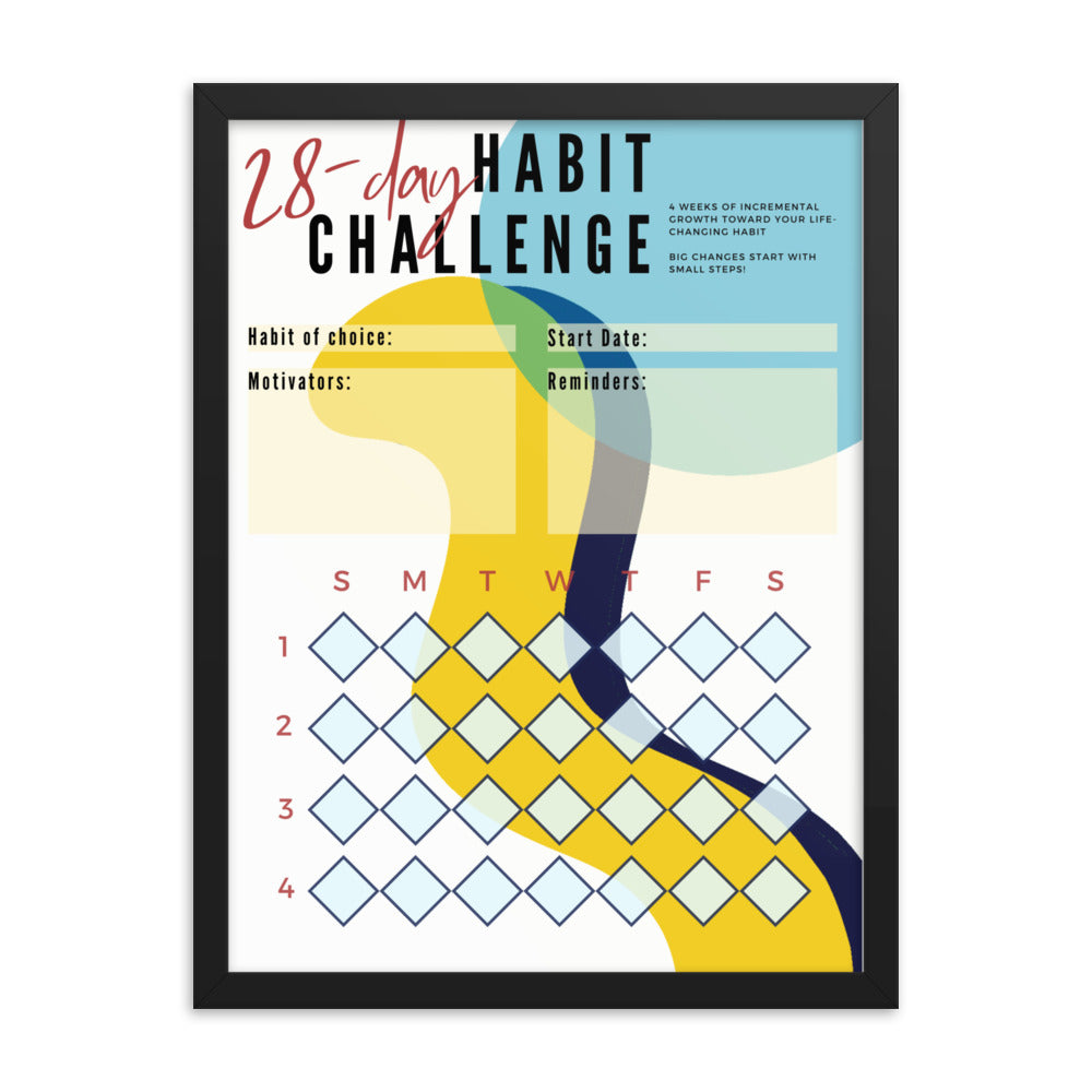 28-Day Interactive Habit Tracker Framed Poster - Design #1