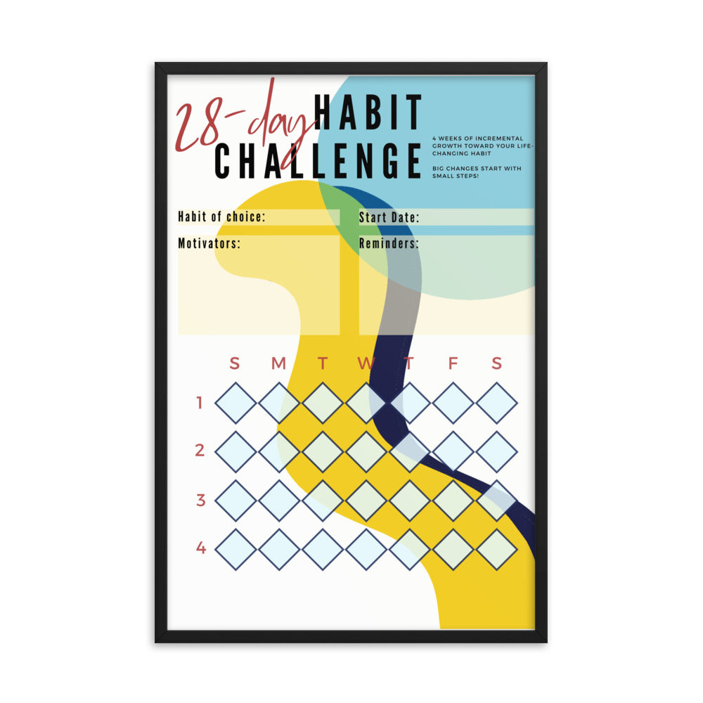 28-Day Interactive Habit Tracker Framed Poster - Design #1