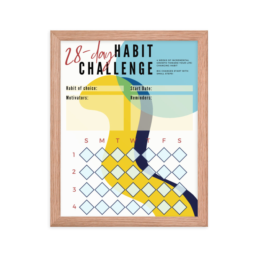 28-Day Interactive Habit Tracker Framed Poster - Design #1