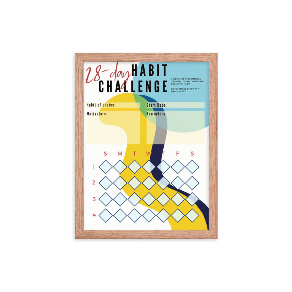 28-Day Interactive Habit Tracker Framed Poster - Design #1