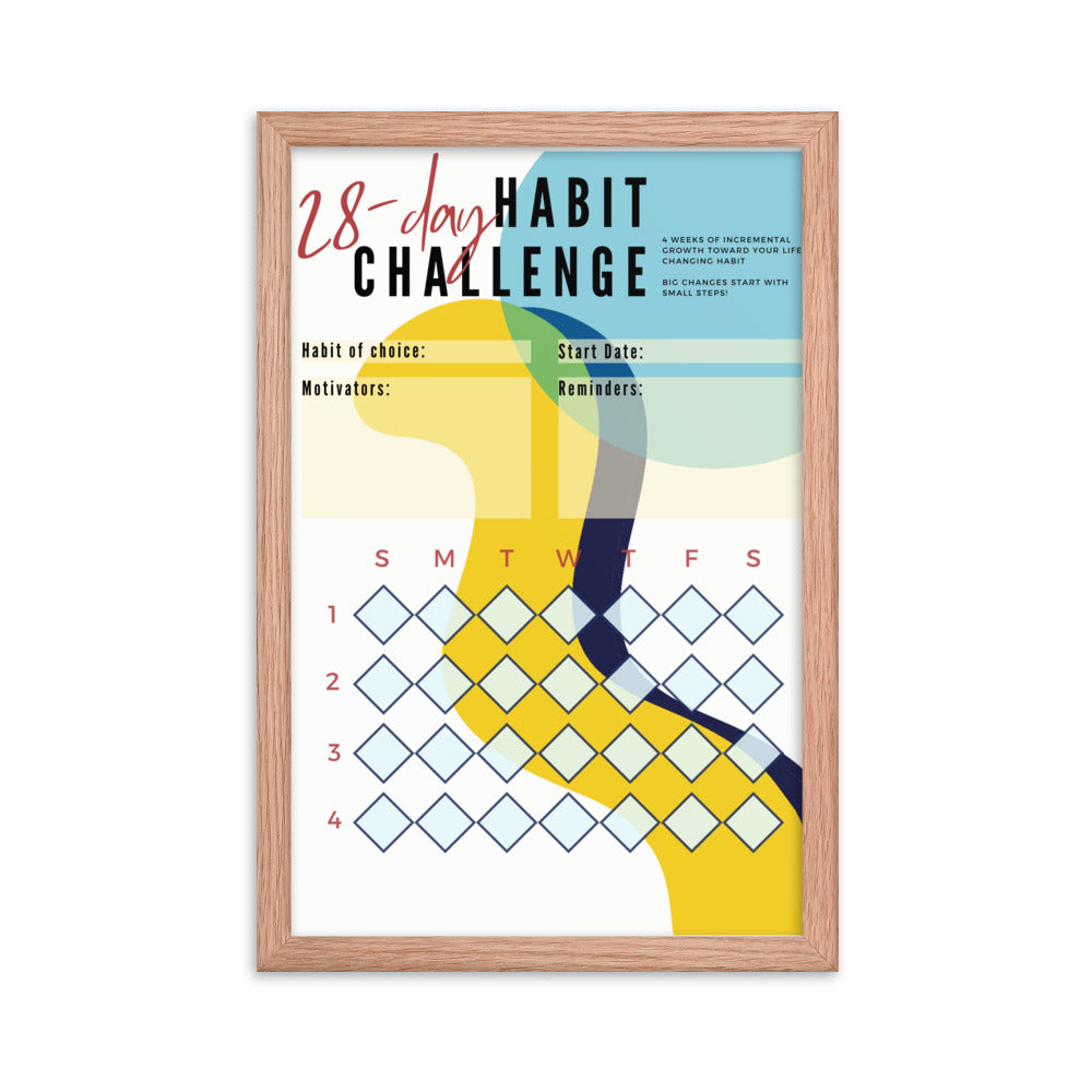 28-Day Interactive Habit Tracker Framed Poster - Design #1