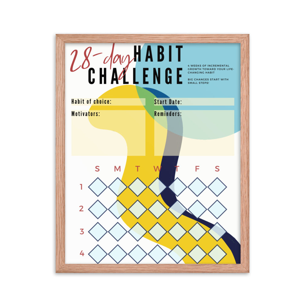 28-Day Interactive Habit Tracker Framed Poster - Design #1