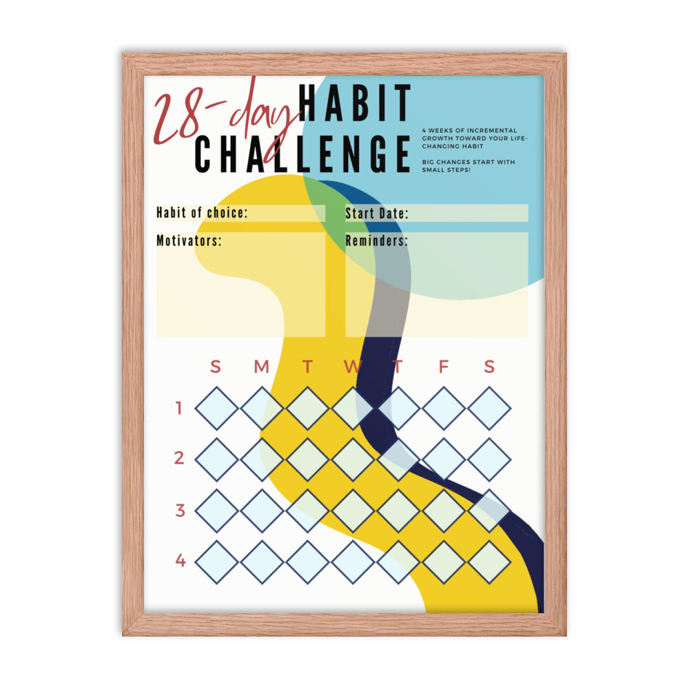 28-Day Interactive Habit Tracker Framed Poster - Design #1