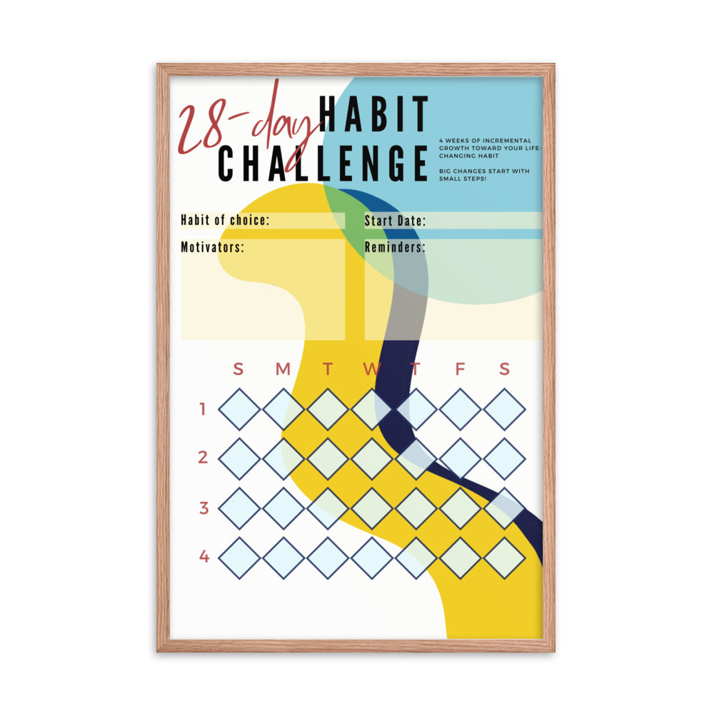 28-Day Interactive Habit Tracker Framed Poster - Design #1