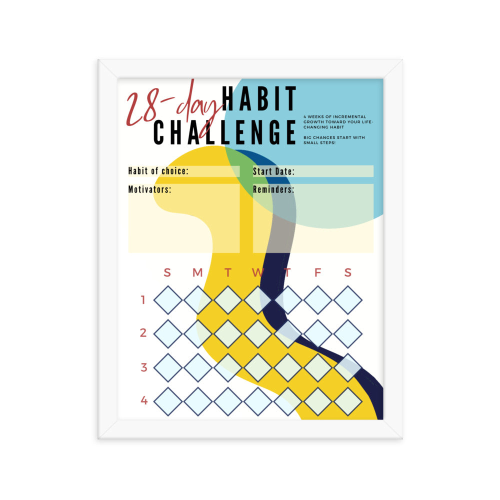 28-Day Interactive Habit Tracker Framed Poster - Design #1