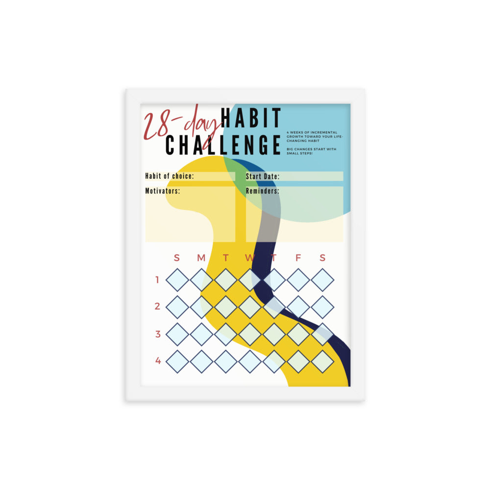 28-Day Interactive Habit Tracker Framed Poster - Design #1