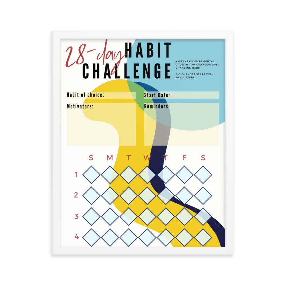 28-Day Interactive Habit Tracker Framed Poster - Design #1