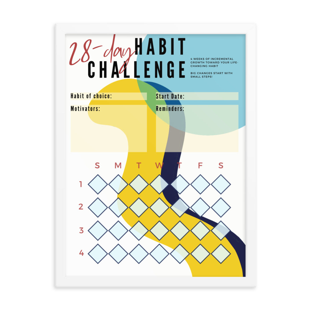 28-Day Interactive Habit Tracker Framed Poster - Design #1