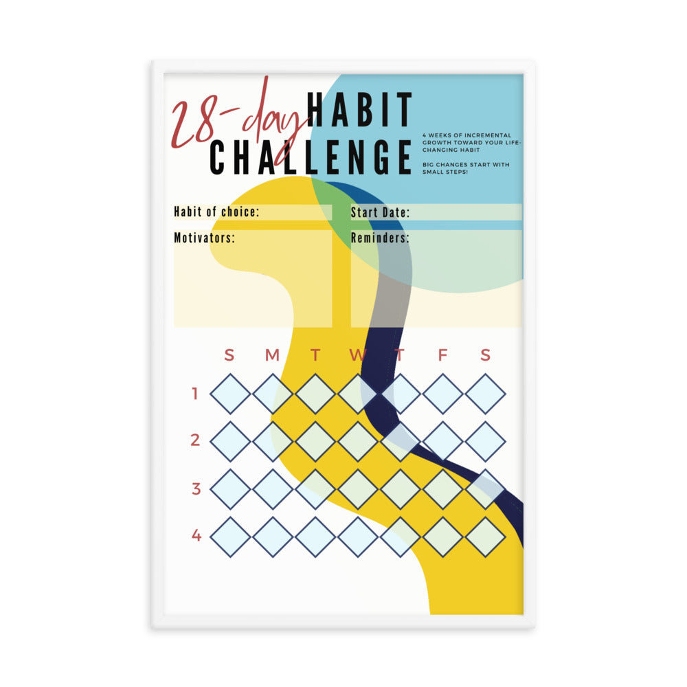 28-Day Interactive Habit Tracker Framed Poster - Design #1